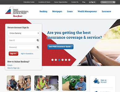First International Bank and Trust Homepage Thumbnail