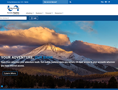 First Security Bank Homepage Thumbnail