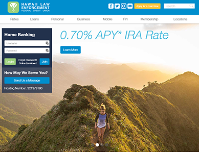 Hawaii Law Enforcement Federal Credit Union Homepage Thumbnail