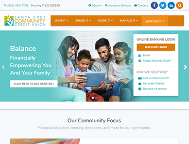 Santa Cruz Community Credit Union Homepage Thumbnail
