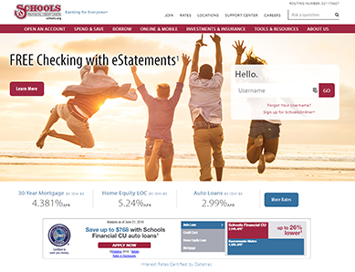 Schools Financial Credit Union Homepage thumbnail