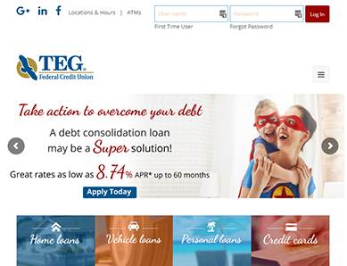 TEG Federal Credit Union Homepage Thumbnail